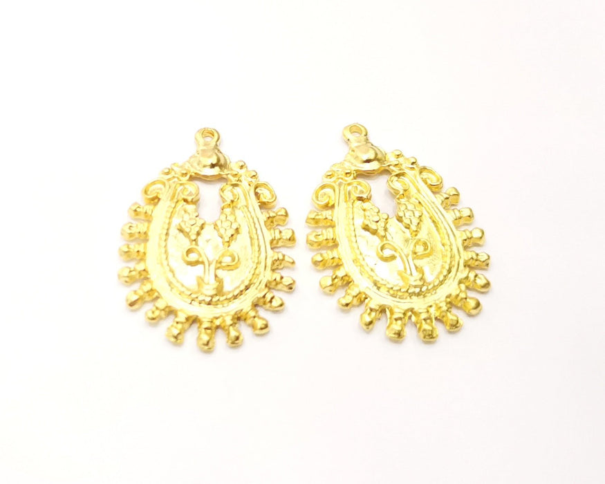 2 Gold Charms Gold Plated Charms  (33x23mm)  G17195