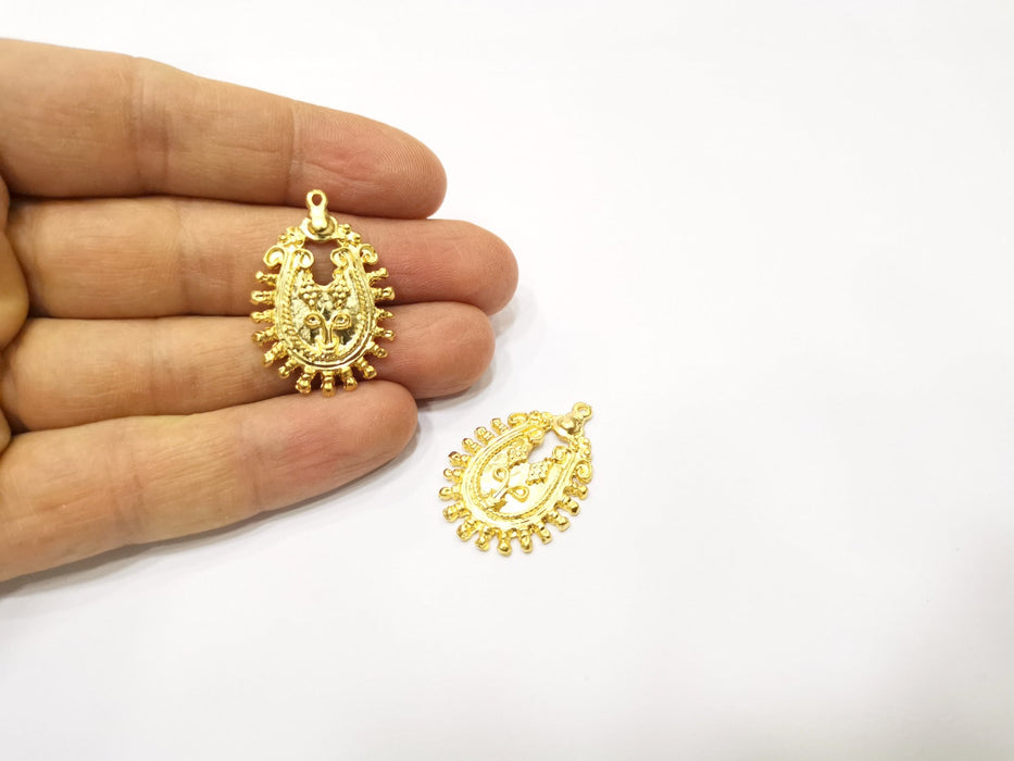 2 Gold Charms Gold Plated Charms  (33x23mm)  G17195