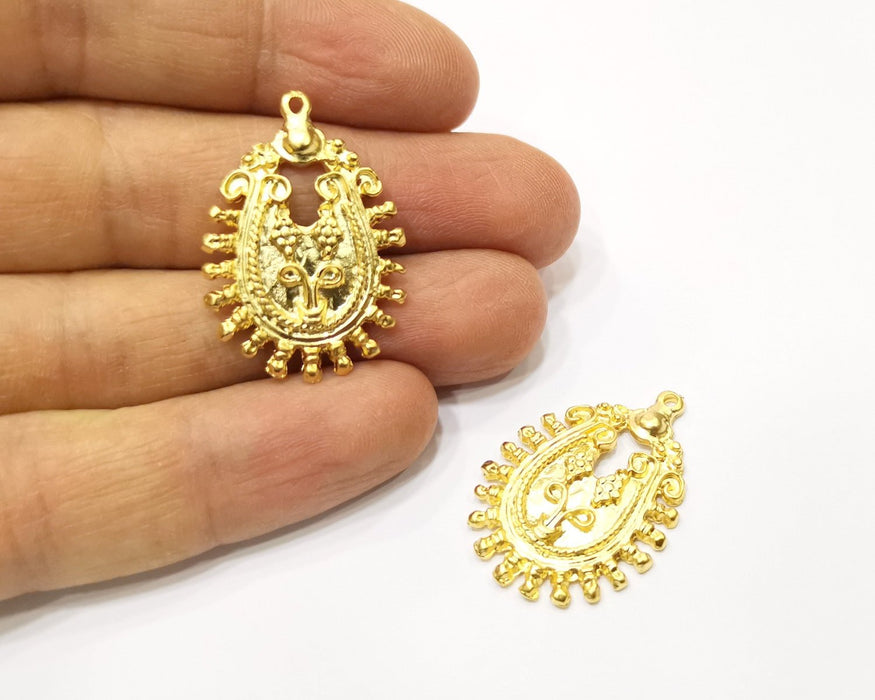 2 Gold Charms Gold Plated Charms  (33x23mm)  G17195