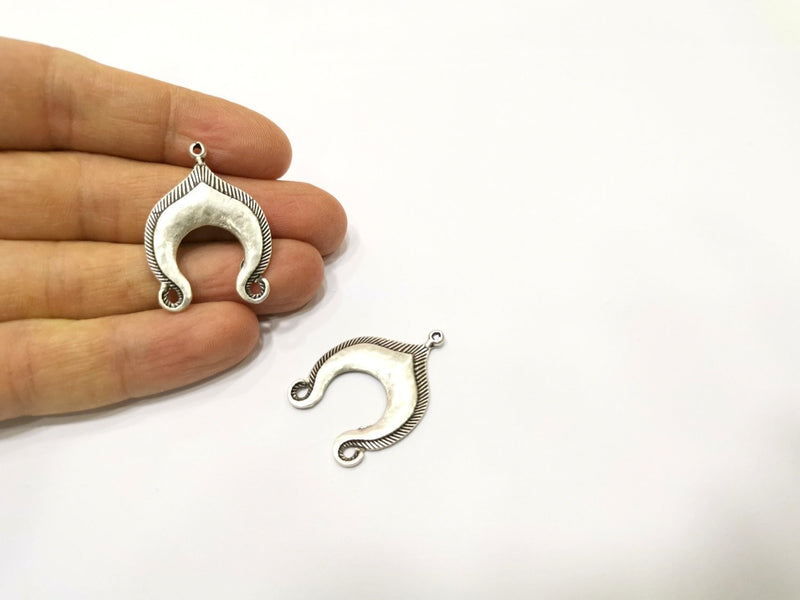 2 Silver Charms Antique Silver Plated Charms (35x25mm)  G17198
