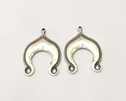 2 Silver Charms Antique Silver Plated Charms (35x25mm)  G17198