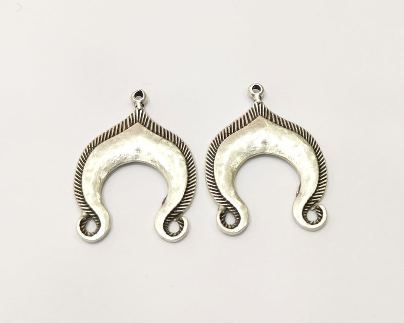 2 Silver Charms Antique Silver Plated Charms (35x25mm)  G17198
