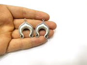 2 Silver Charms Antique Silver Plated Charms (35x25mm)  G17198