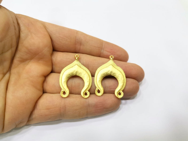 2 Gold Charms Gold Plated Charms  (35x25mm)  G17200