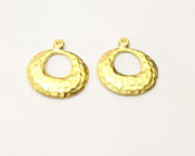 4 Hammered Gold Charms Gold Plated Charms  (19mm)  G17203