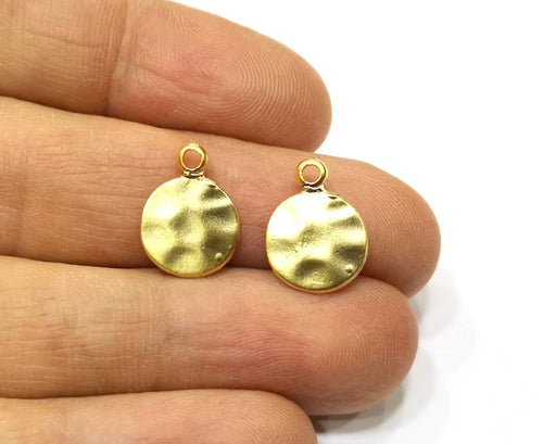 10 Hammered Gold Charms Gold Plated Charms  (11mm)  G17207