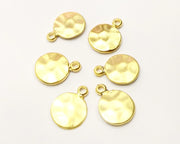 10 Hammered Gold Charms Gold Plated Charms  (11mm)  G17207