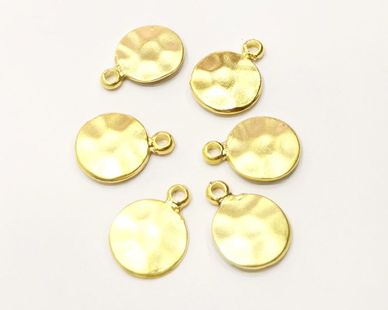 10 Hammered Gold Charms Gold Plated Charms  (11mm)  G17207