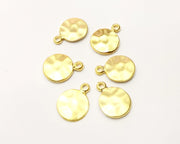 10 Hammered Gold Charms Gold Plated Charms  (11mm)  G17207