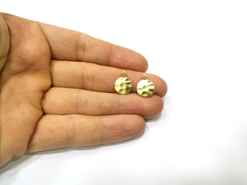10 Hammered Gold Charms Gold Plated Charms  (11mm)  G17207