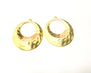 2 Hammered Gold Charms Gold Plated Charms  (39x34mm)  G17210