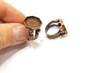 Copper Ring Settings inlay Ring Blank Mosaic Ring Bezel Base Cabochon Mountings (15 mm blank) Antique Copper Plated Brass  G17216