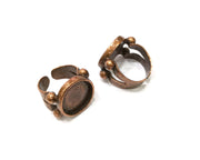 Copper Ring Settings inlay Ring Blank Mosaic Ring Bezel Base Cabochon Mountings (15 mm blank) Antique Copper Plated Brass  G17217