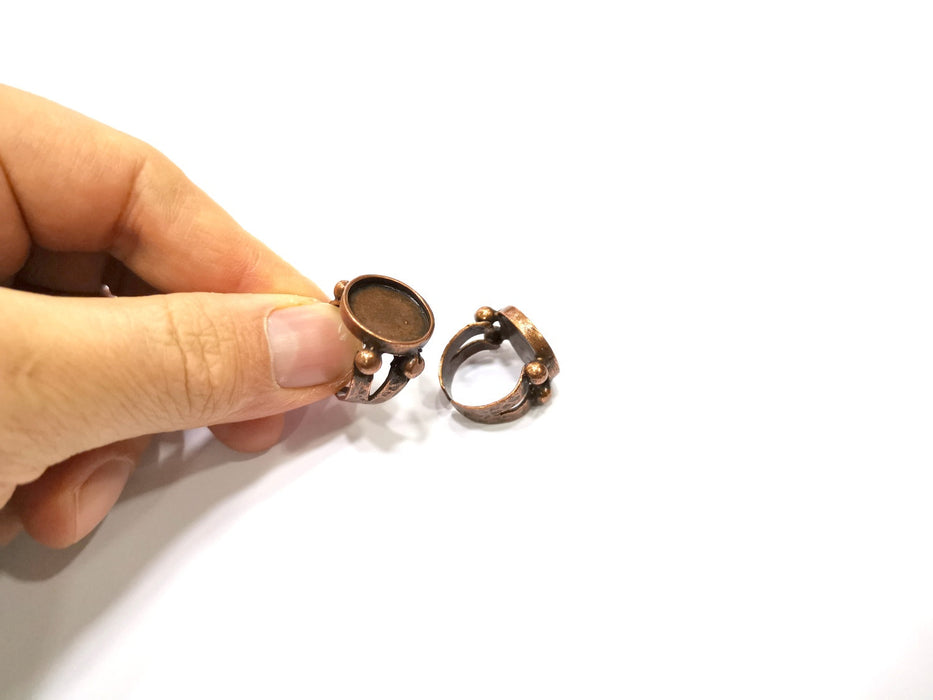 Copper Ring Settings inlay Ring Blank Mosaic Ring Bezel Base Cabochon Mountings (15 mm blank) Antique Copper Plated Brass  G17217