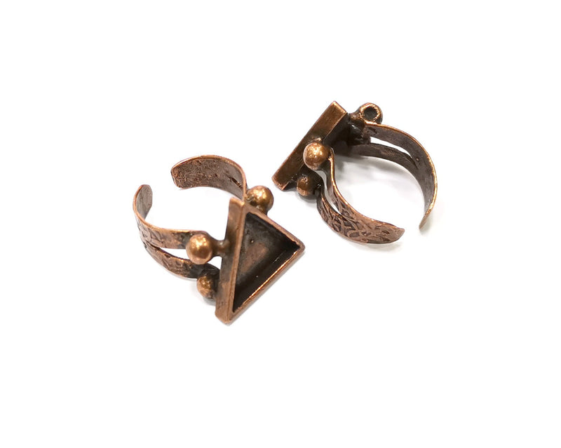Copper Ring Settings inlay Ring Blank Mosaic Ring Bezel Base Cabochon Mountings (15 mm blank) Antique Copper Plated Brass  G17219