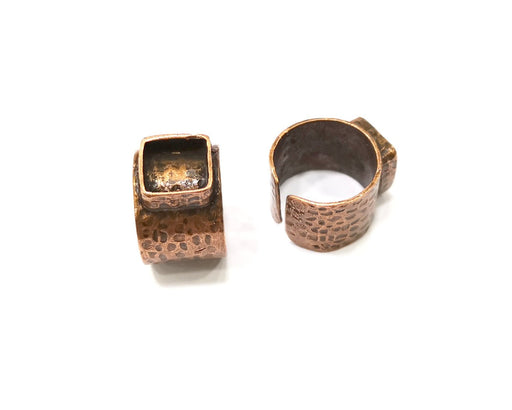 Copper Ring Settings inlay Ring Blank Mosaic Ring Bezel Base Cabochon Mountings (10x10 mm blank) Antique Copper Plated Brass  G17220