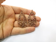 2 Teardrop Charm Antique Copper Plated Charm (52x27mm) G17621