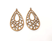 2 Teardrop Charm Antique Copper Plated Charm (52x27mm) G17621