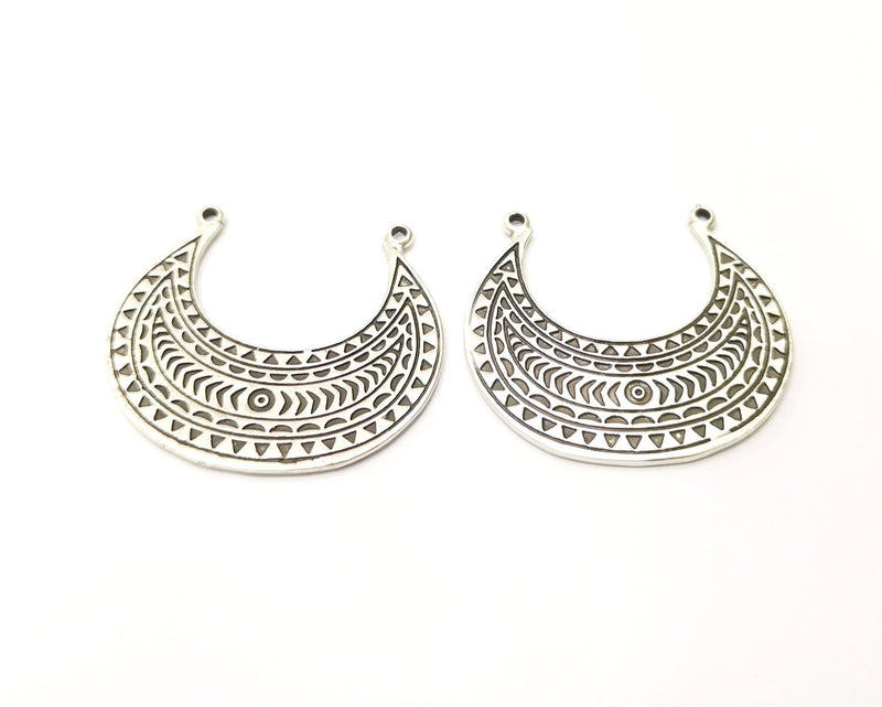 2 Silver Charms Antique Silver Plated Charms (39x35mm)  G17226