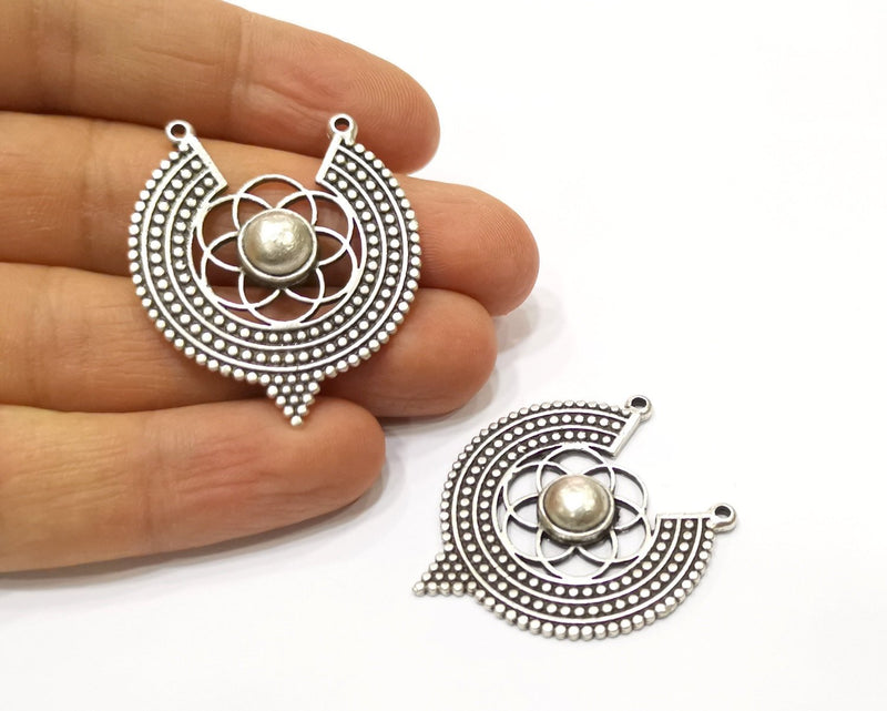 2 Silver Charms Antique Silver Plated Charms (40x35mm)  G17229