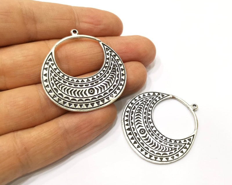 2 Silver Charms Antique Silver Plated Charms (39x40mm)  G17234