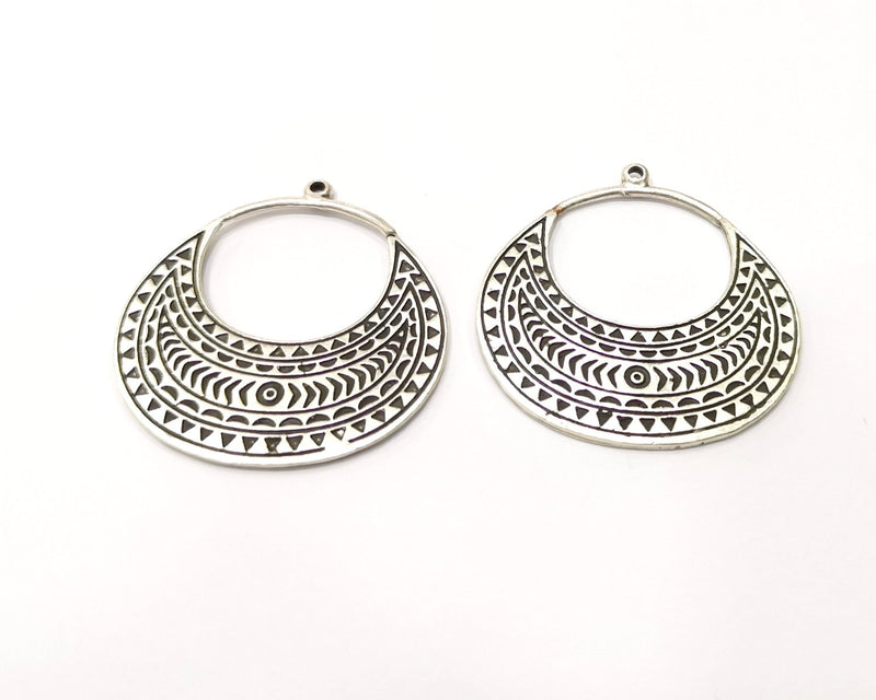 2 Silver Charms Antique Silver Plated Charms (39x40mm)  G17234