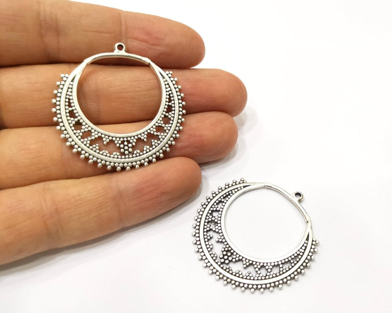 2 Silver Charms Antique Silver Plated Charms (39x40mm)  G17235