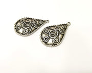 2 Silver Charms Antique Silver Plated Charms (46x28mm)  G17237