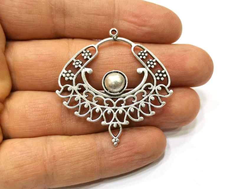 2 Silver Charms Antique Silver Plated Charms (43mm)  G17239