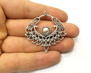 2 Silver Charms Antique Silver Plated Charms (43mm)  G17239