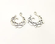 8 Silver Charms Antique Silver Plated Charms (27x23mm)  G17487