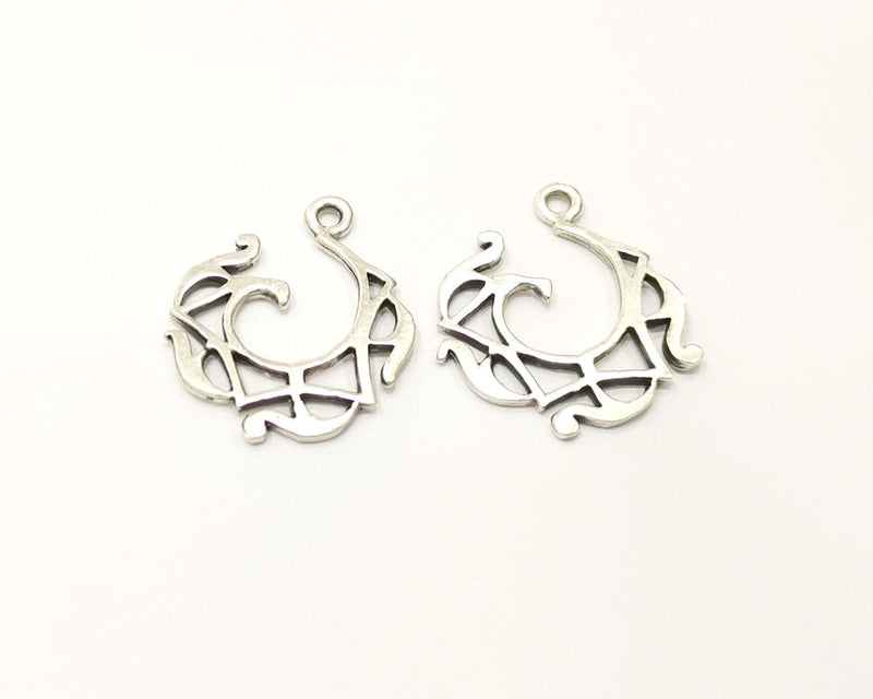 8 Silver Charms Antique Silver Plated Charms (27x23mm)  G17487