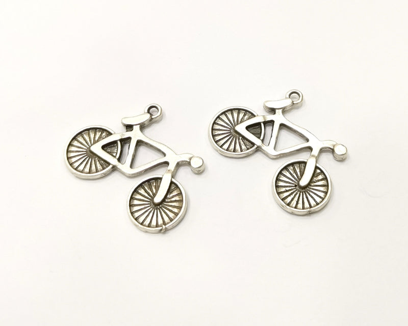 4 Bike Charms Antique Silver Plated Charms (33x25mm)  G17242