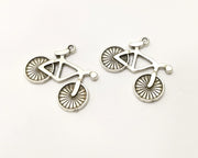 4 Bike Charms Antique Silver Plated Charms (33x25mm)  G17242