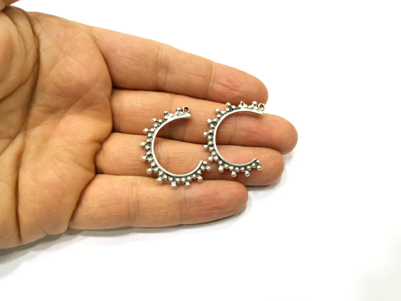 4 Silver Charms Antique Silver Plated Charms (33x25mm)  G17246