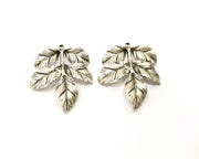 2 Leaf Charms Antique Silver Plated Charms (40x31mm)  G17550