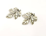 2 Leaf Charms Antique Silver Plated Charms (40x31mm)  G17550