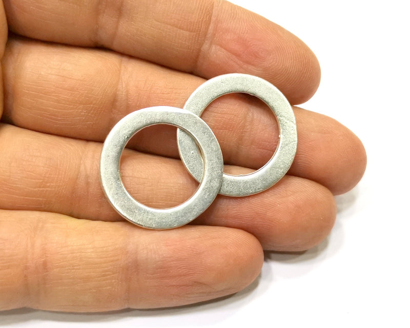 6 Circle Connector Antique Silver Plated Metal (25 mm)  G17249