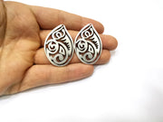2 Silver Charms Antique Silver Plated Charms (42x29mm)  G17256