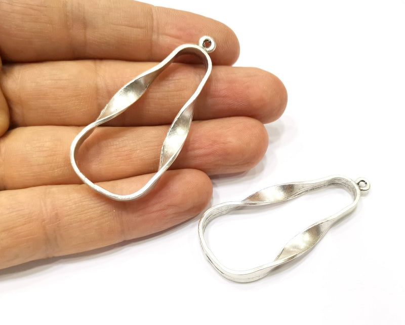 2 Silver Charms Antique Silver Plated Charms (55x24mm)  G17258