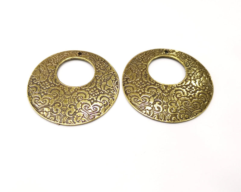 2 Antique Bronze Pendant Antique Bronze Plated Metal (45mm) G17259
