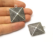 2 Silver Charms Antique Silver Plated Charms (35x29mm)  G17260