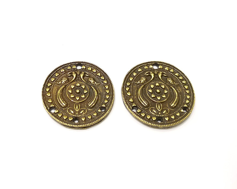 2 Antique Bronze Charm Connector Antique Bronze Plated Metal  (29mm) G16269