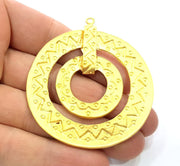 Large Circle Pendant Gold Plated Metal Pendant (57mm)  G10387