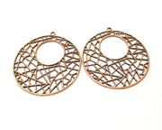 2 Round Charm Antique Copper Plated Charm (49mm) G17632