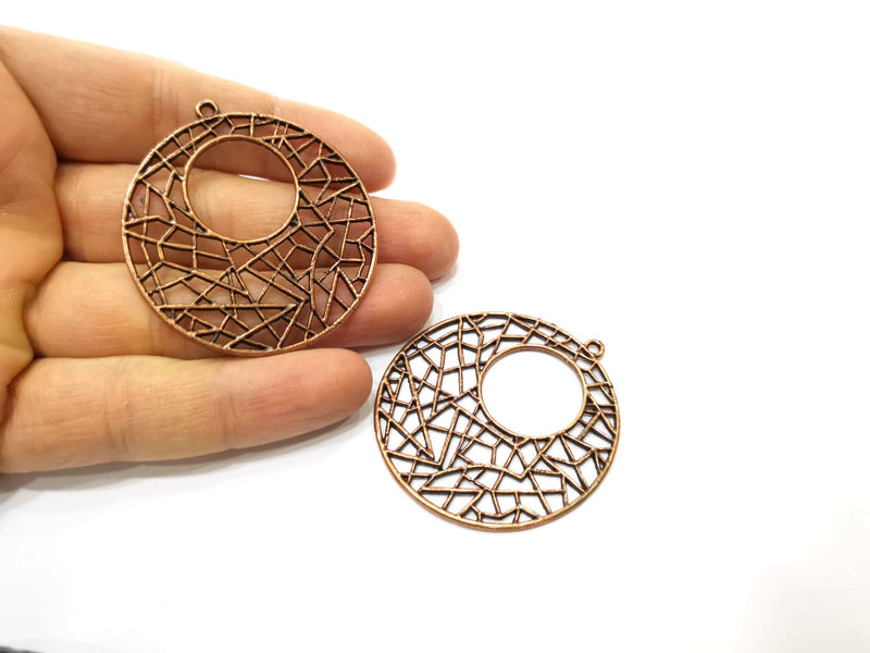 2 Round Charm Antique Copper Plated Charm (49mm) G17632