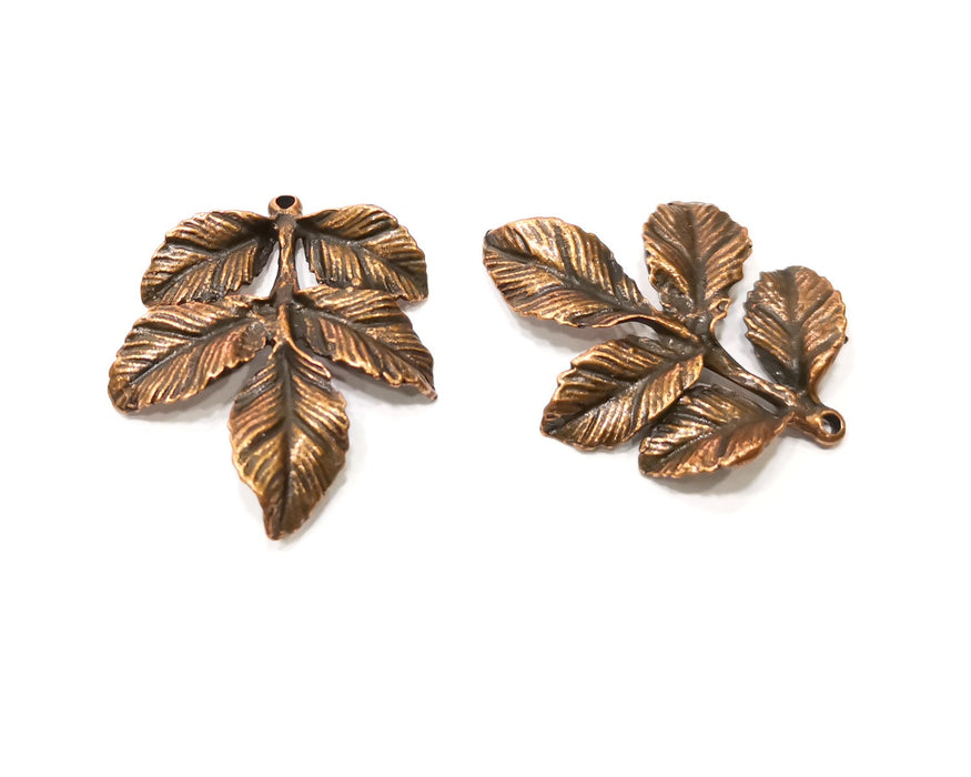 2 Leaf Charm Antique Copper Charm (39x34mm) G17306