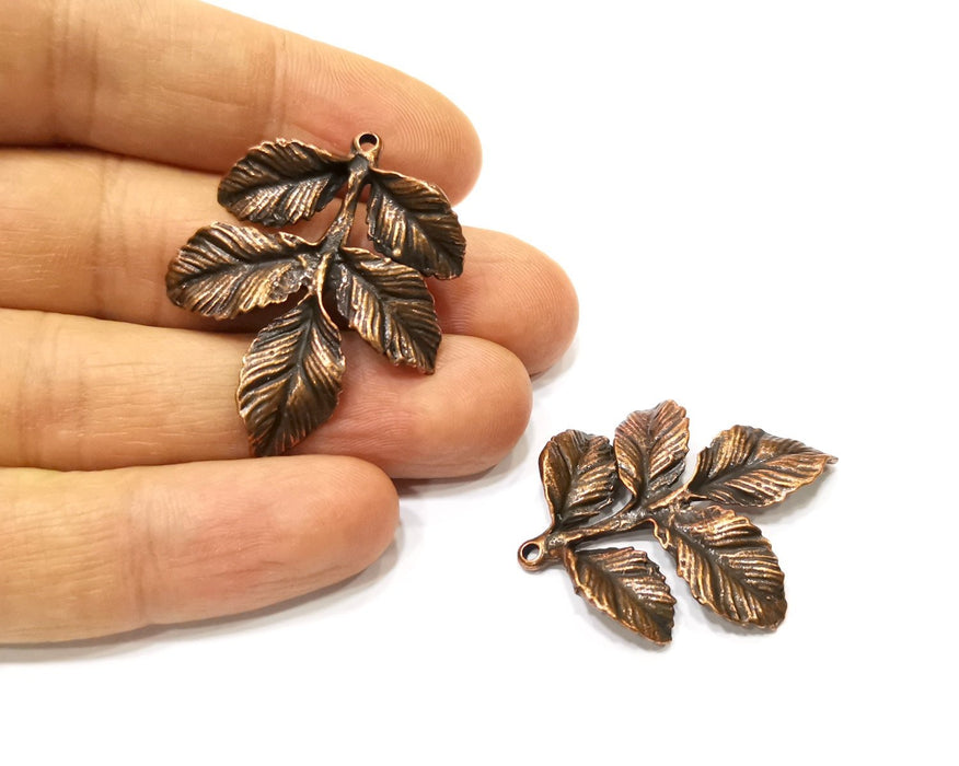 2 Leaf Charm Antique Copper Charm (39x34mm) G17306