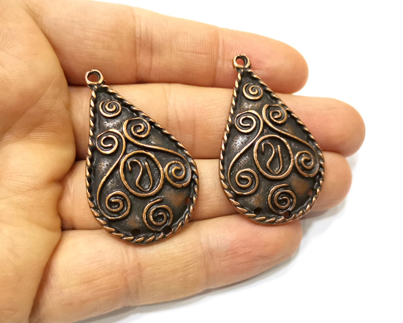 2 Copper Charm Connector Antique Copper Charm (45x27mm) G17311