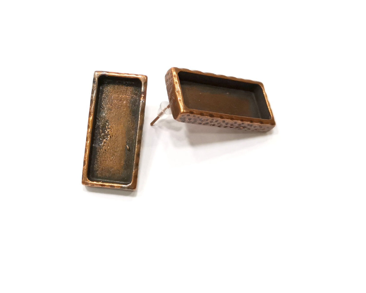 Earring Blank Backs Base Settings Copper Resin Blank Cabochon Base inlay Mountings Antique Copper Plated (25x10mm blank) 1 Pair G17314